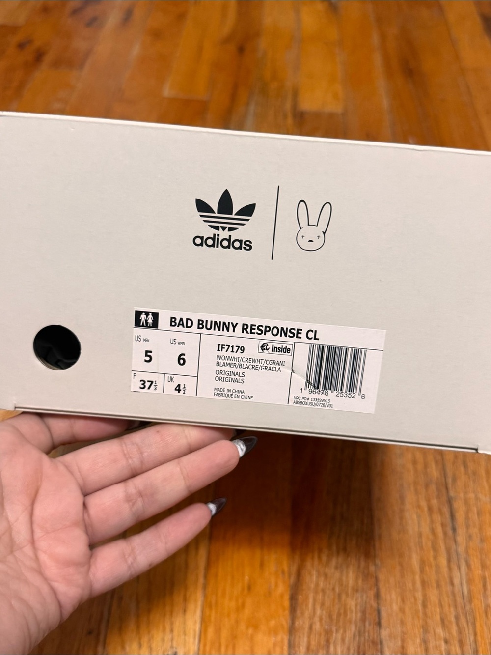 adidas Bad Bunny Response CL Shoe Box - White & Black - Picture 2 of 8